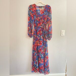 Aakaa Vibrant Floral Long Sleeve Maxi Dress Size S